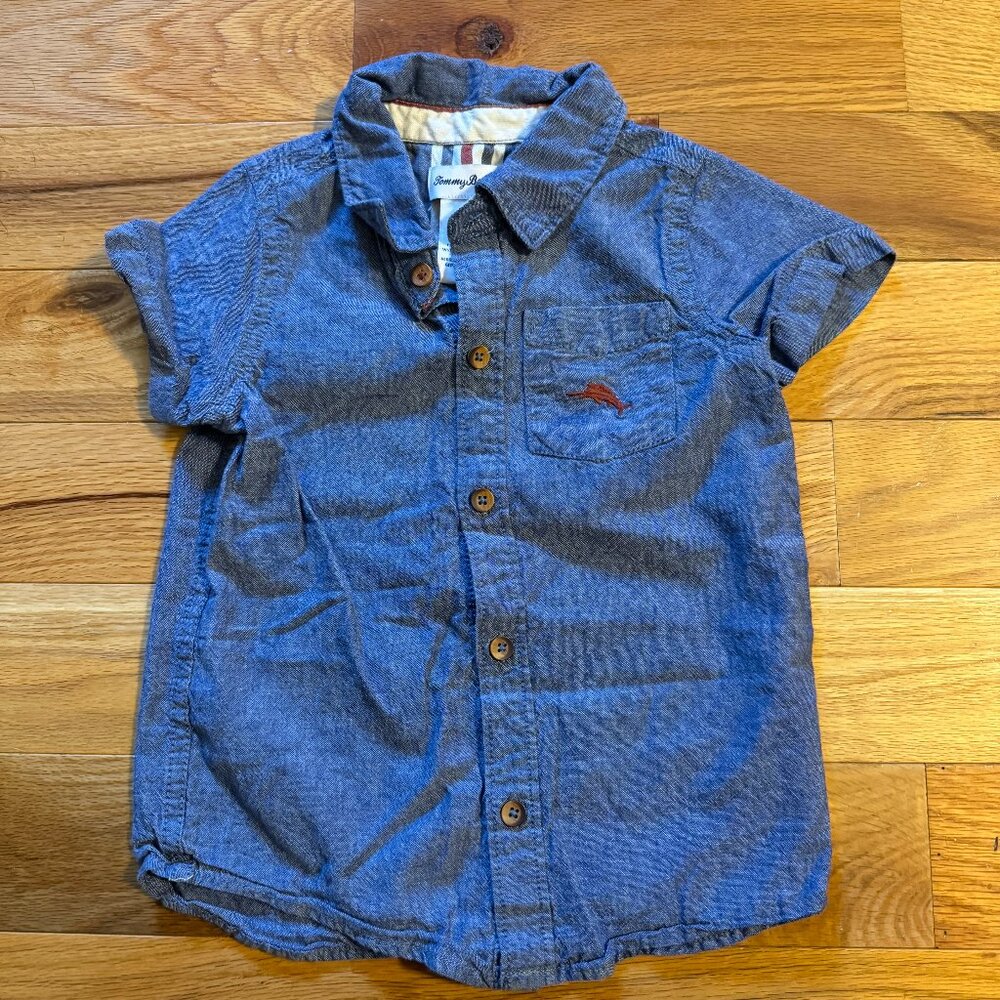 Tommy Bahama Chambray Short Sleeve Button Up, Size 4